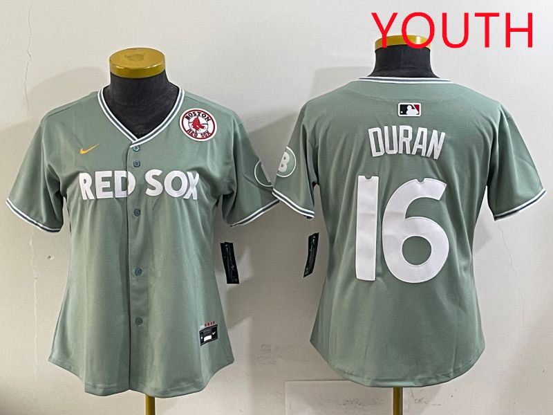 Youth 2025 Boston Red Sox #16 Duran Light Green Joint Name Nike MLB Jersey style 19